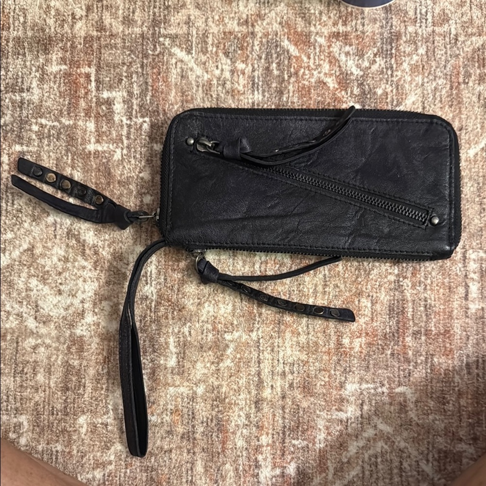 Free People Black Wristlet with Zipper Detail
